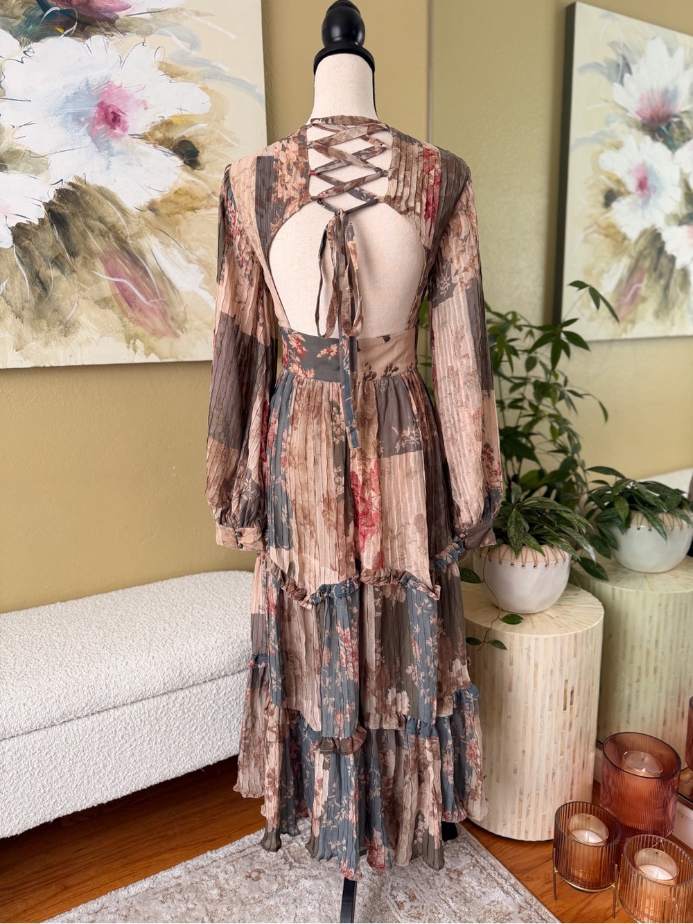 ** NWOT ** ASOS Floral Maxi Dress Floral Backless Like Zimmerman - Picture 2 of 2